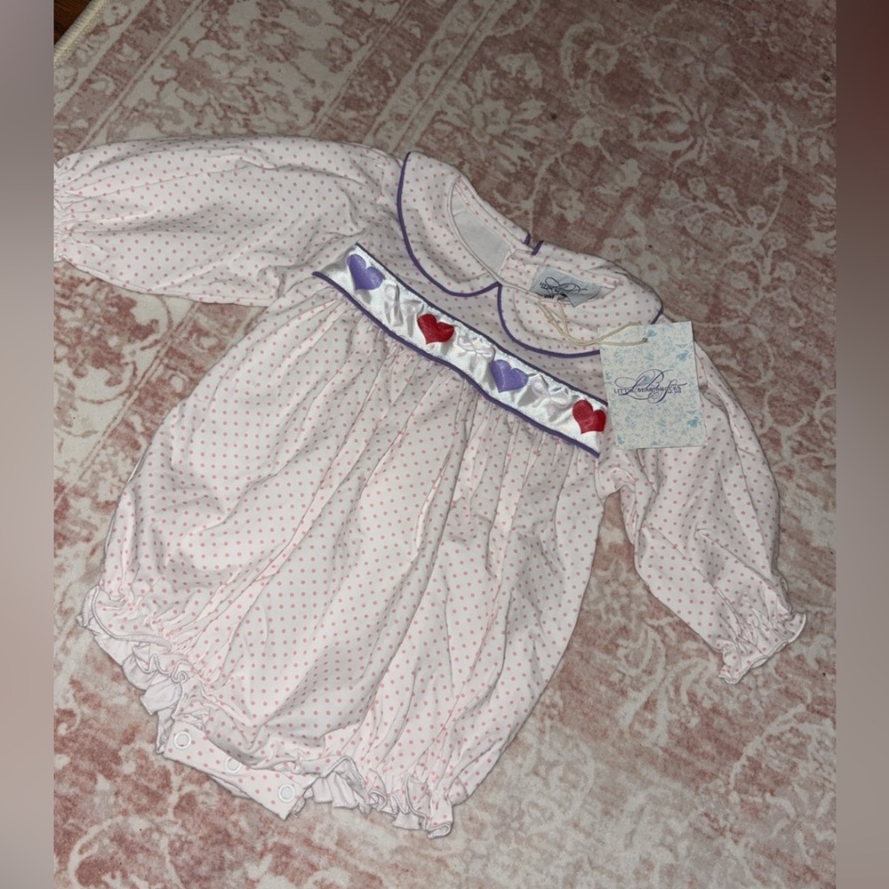 Classic Heart-Trim Pink Baby One-Piece Bodysuit